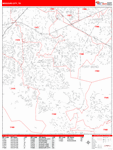 Missouri City Wall Map Red Line Style